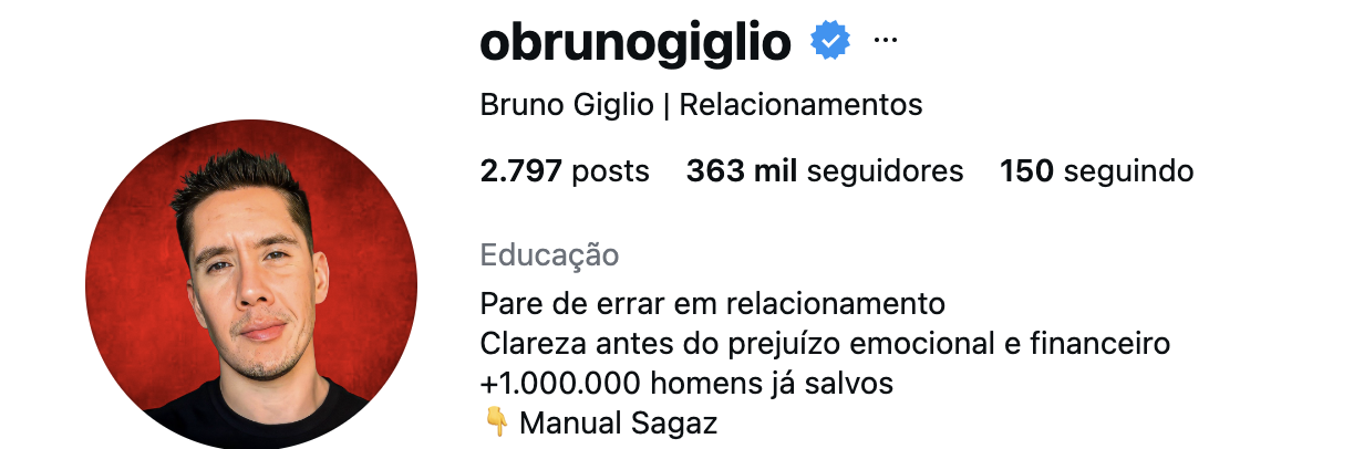 Perfil do Instagram @obrunogiglio